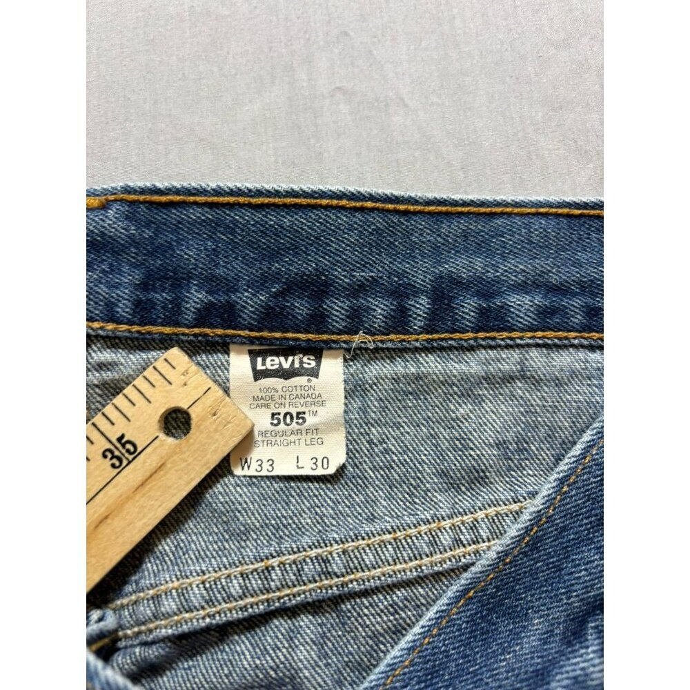 Vintage 80s Levis 505 Mens 33x30 Blue Reg Straight Made In Canada Nice Patch - Picture 6 of 12